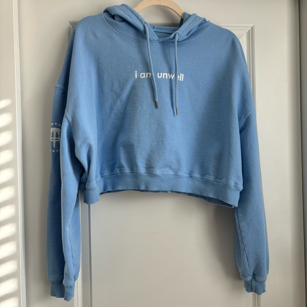 Barstool Sports Call Her Daddy I Am Unwell Baby Blue Cropped Hoodie Sz 2XL